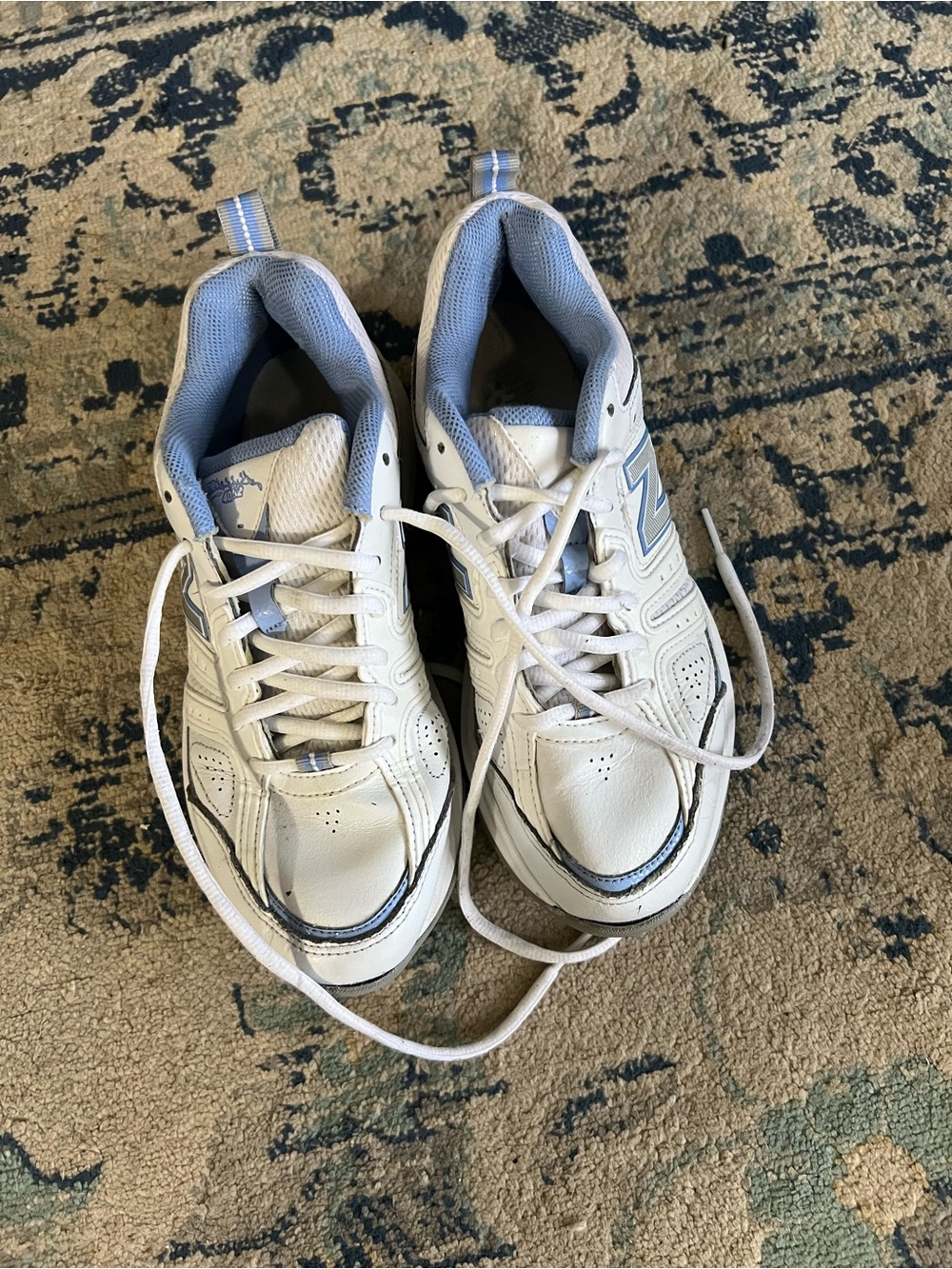 New Balance White with Light Blue Accent Walking Sneakers